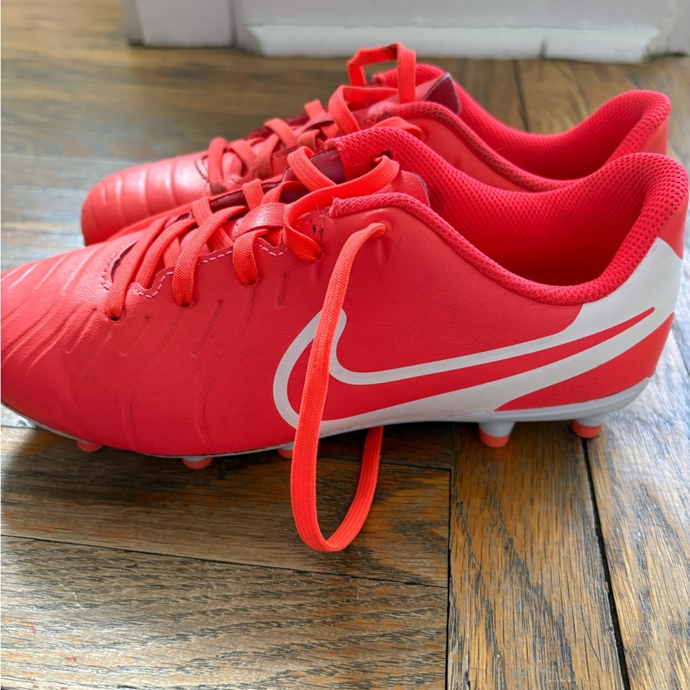 Nike Kids Red Soccer Cleats with White Swoosh